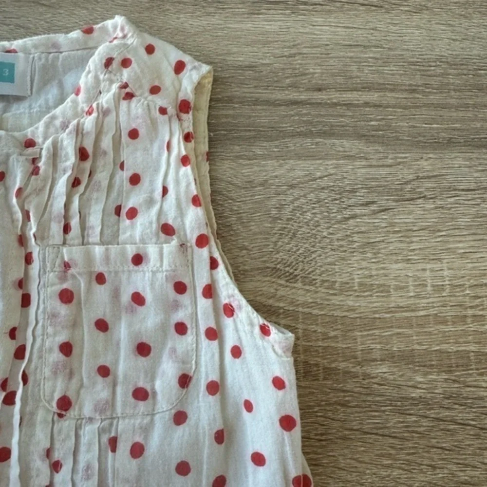LALI Polkadot Cream & Red Pintuck Dress‎ 3T
